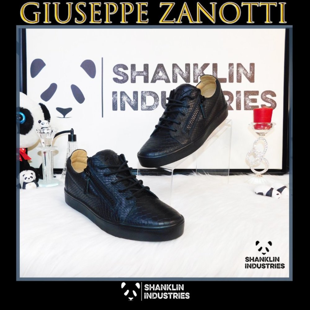 🤍🐼GIUSEPPE ZANOTTI🐼🤍 Women's May London Snake-Embossed Sneakers Blk SZ 41 IT
